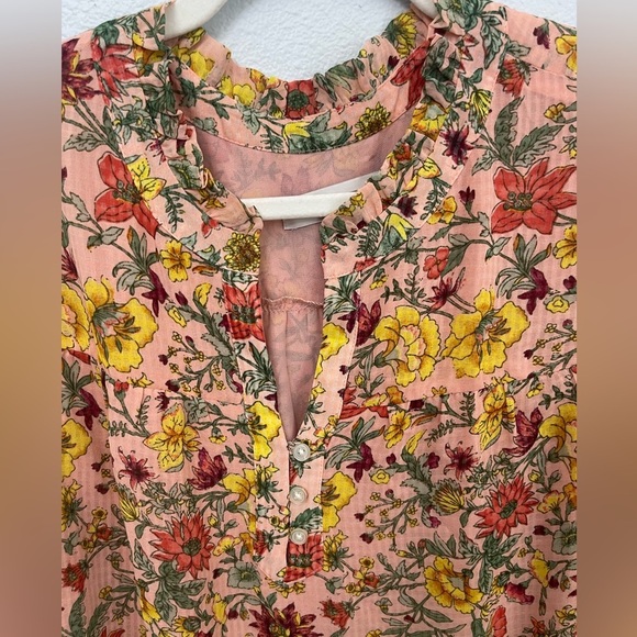 LOFT Garden Ruffle Sleeve Blouse with Lining Size Large - Picture 4 of 11